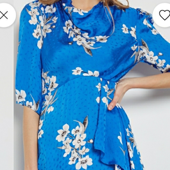 Topshop Women’s Blue Floral Print Midi Dress - Picture 6 of 9